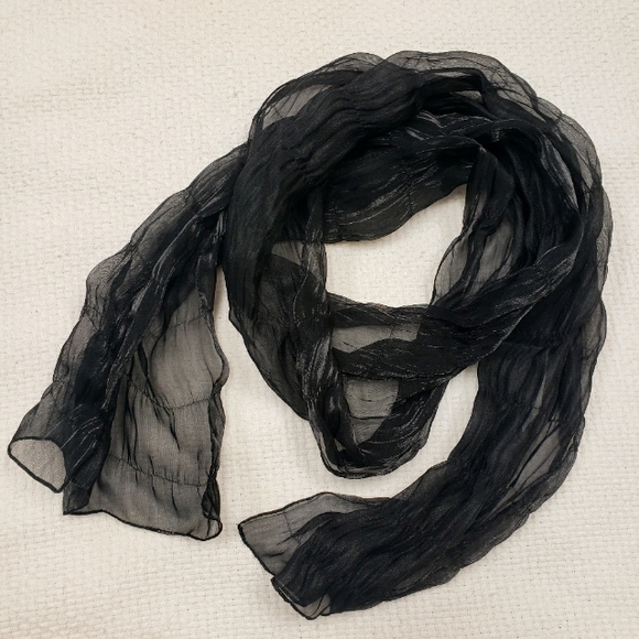 3/$15 Sheer black chiffon dress scarf - Picture 1 of 2